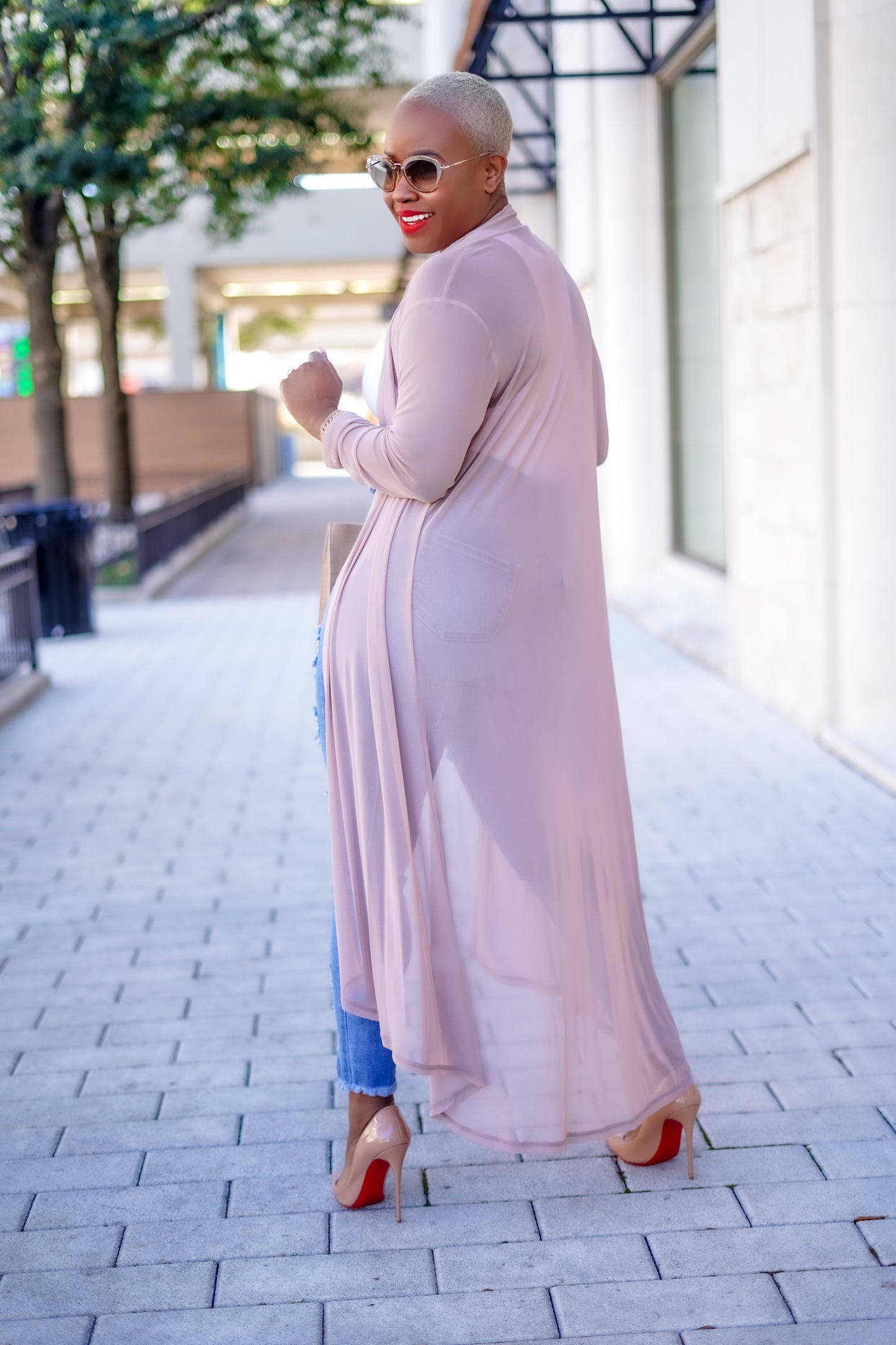 Sheer Open Front Cardigan (Mocha)