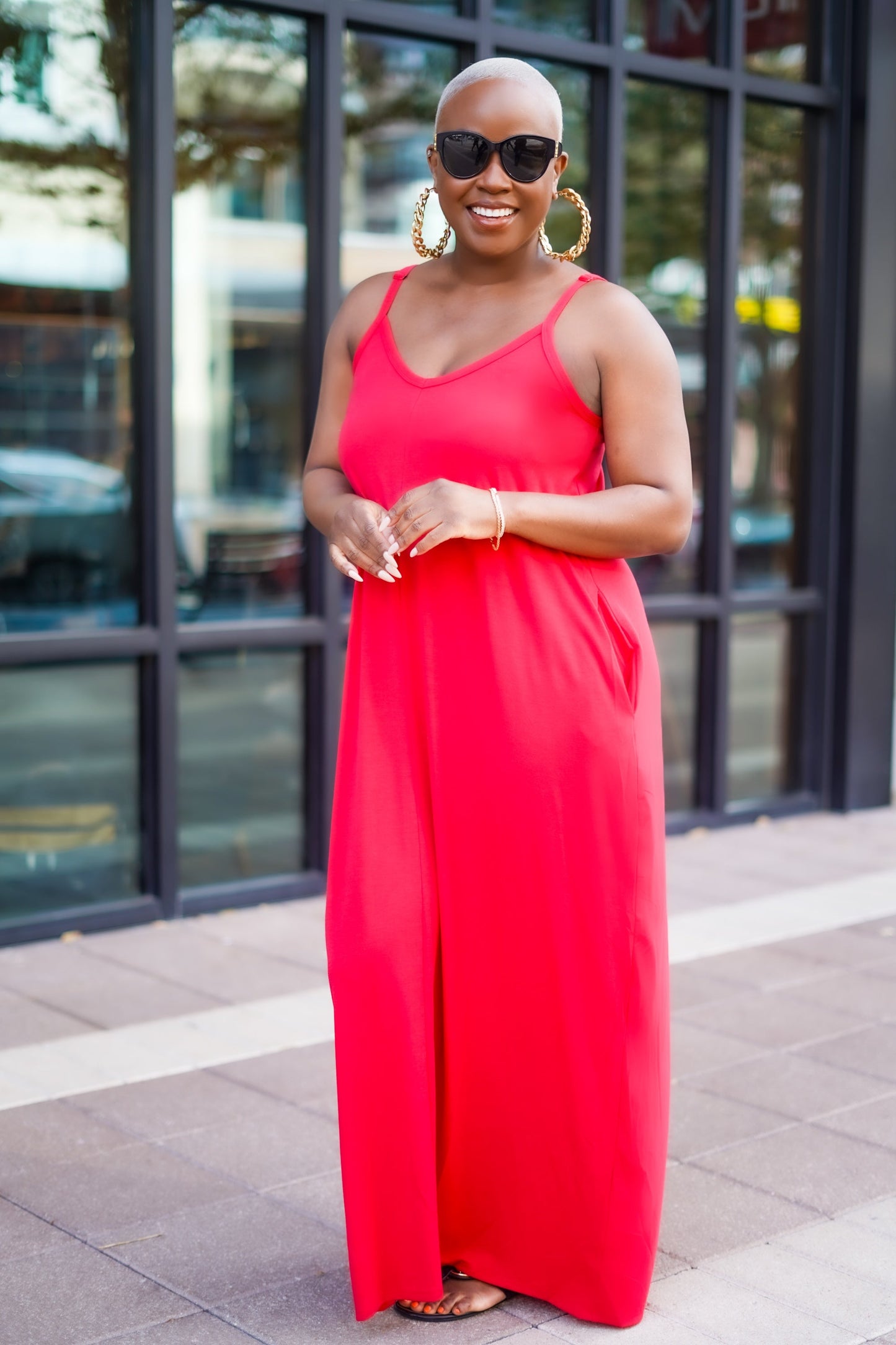 PLUS SIZE--Beachside Resort Maxi Dress (Bright Red)