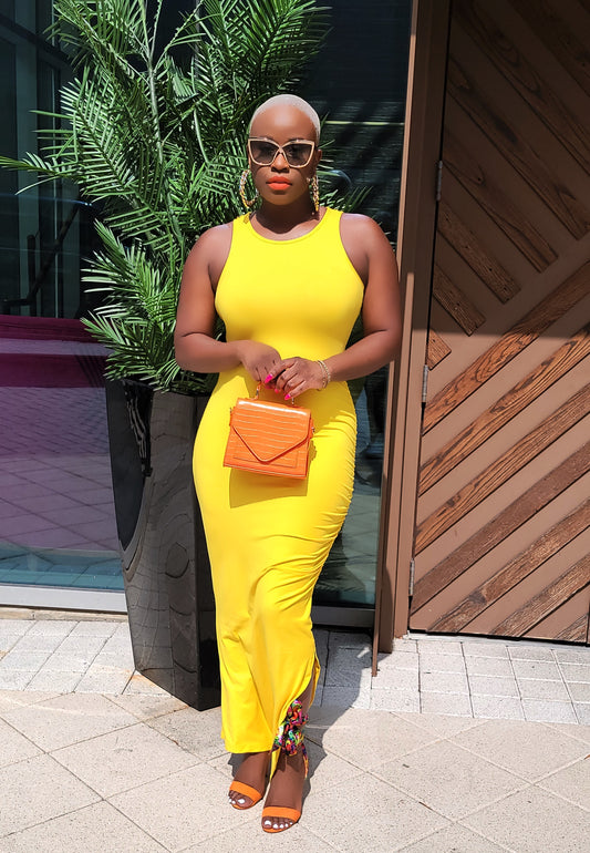 Sunflower Gal Ruched Maxi Dress