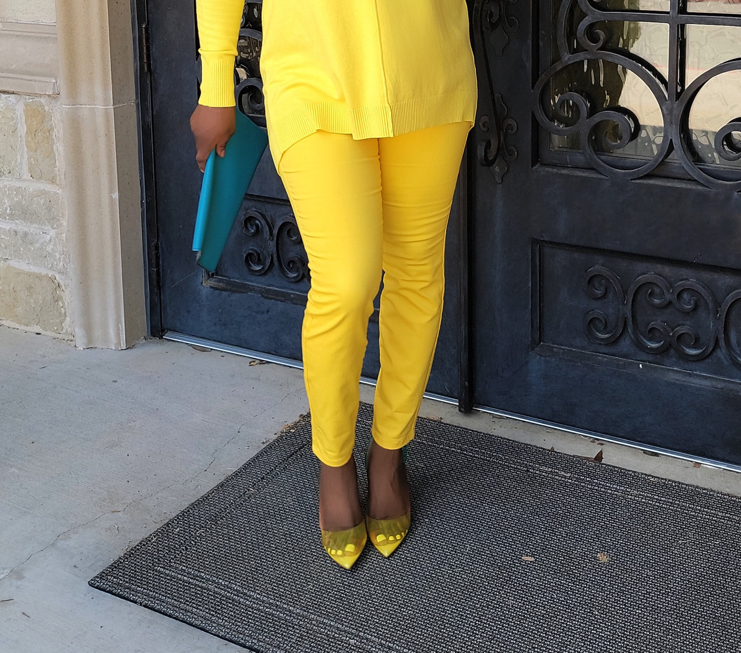 High Rise Skinny Denim Pants (Sunny Yellow)