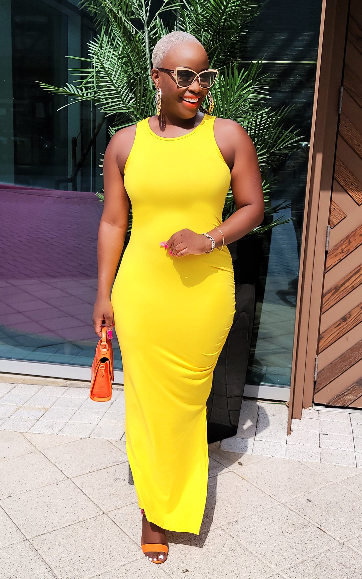 Sunflower Gal Ruched Maxi Dress