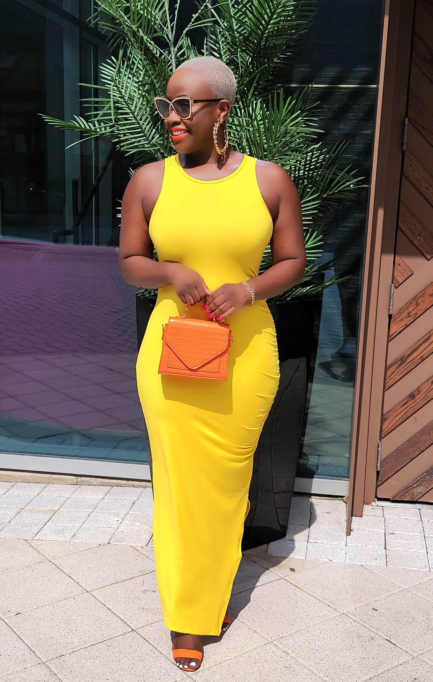 Sunflower Gal Ruched Maxi Dress