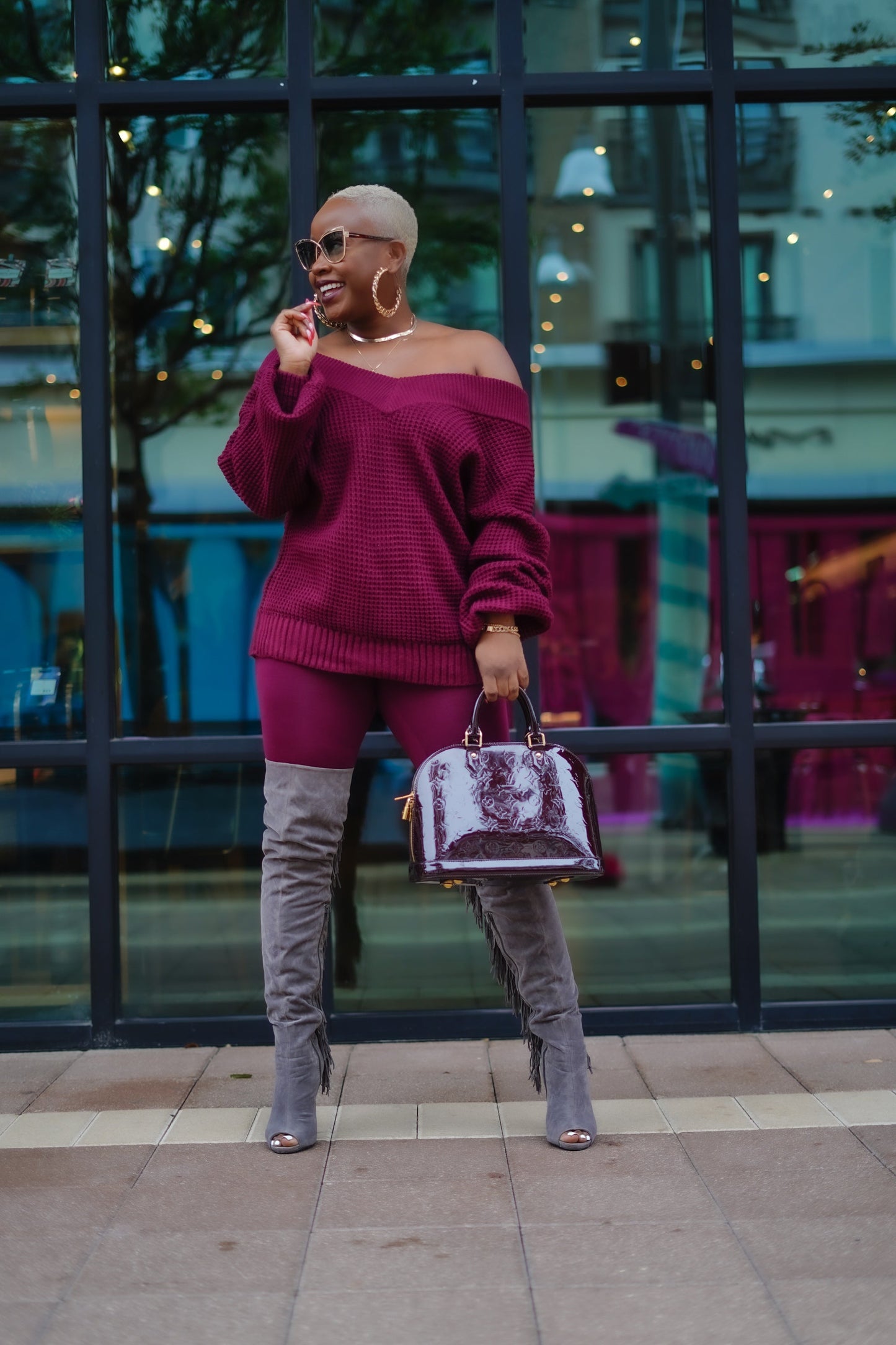 Jewel Toned Off the Shoulder Sweater (SWEATER ONLY)
