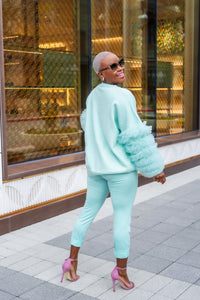 Puff Petals Mint Green Sweater-Will Ship The Week Of 5/27/24