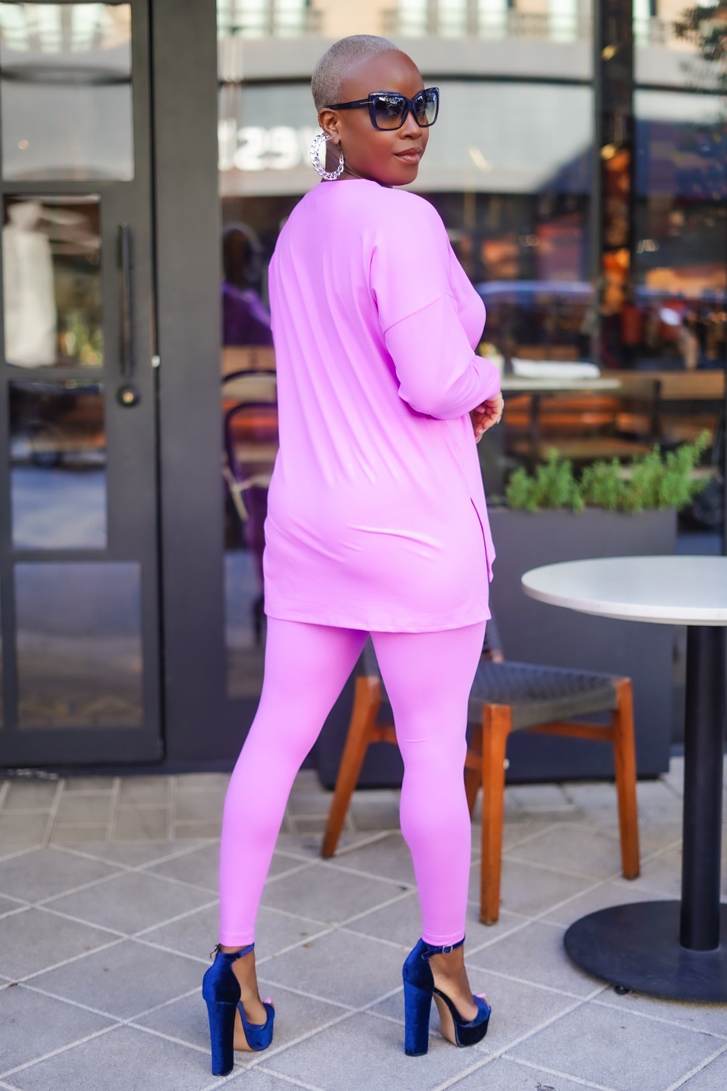Long Sleeve Matching Leggings Set (Bright Mauve)