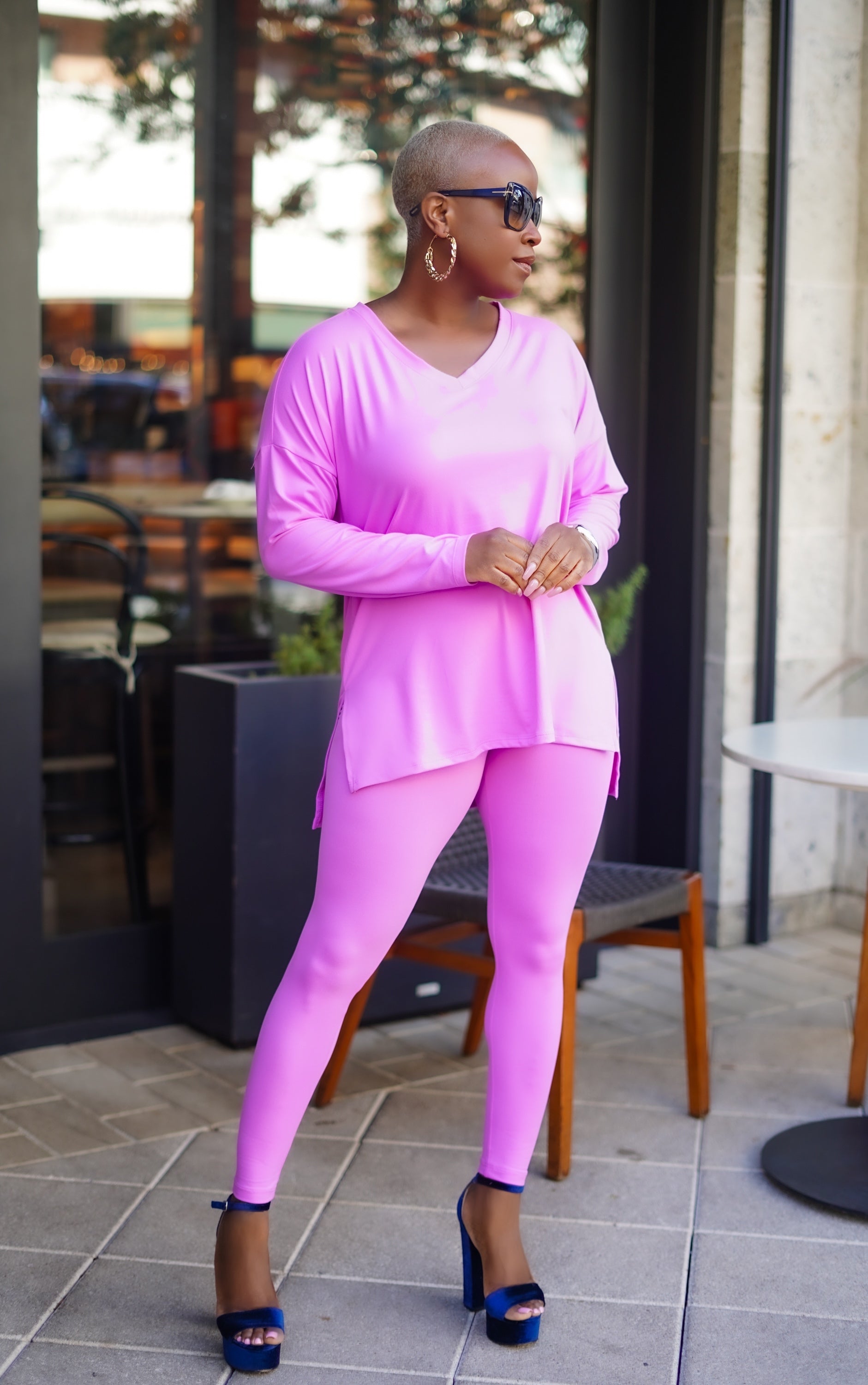 Long Sleeve Matching Leggings Set (Bright Mauve)—Will Ship The Week Of 11/27/23