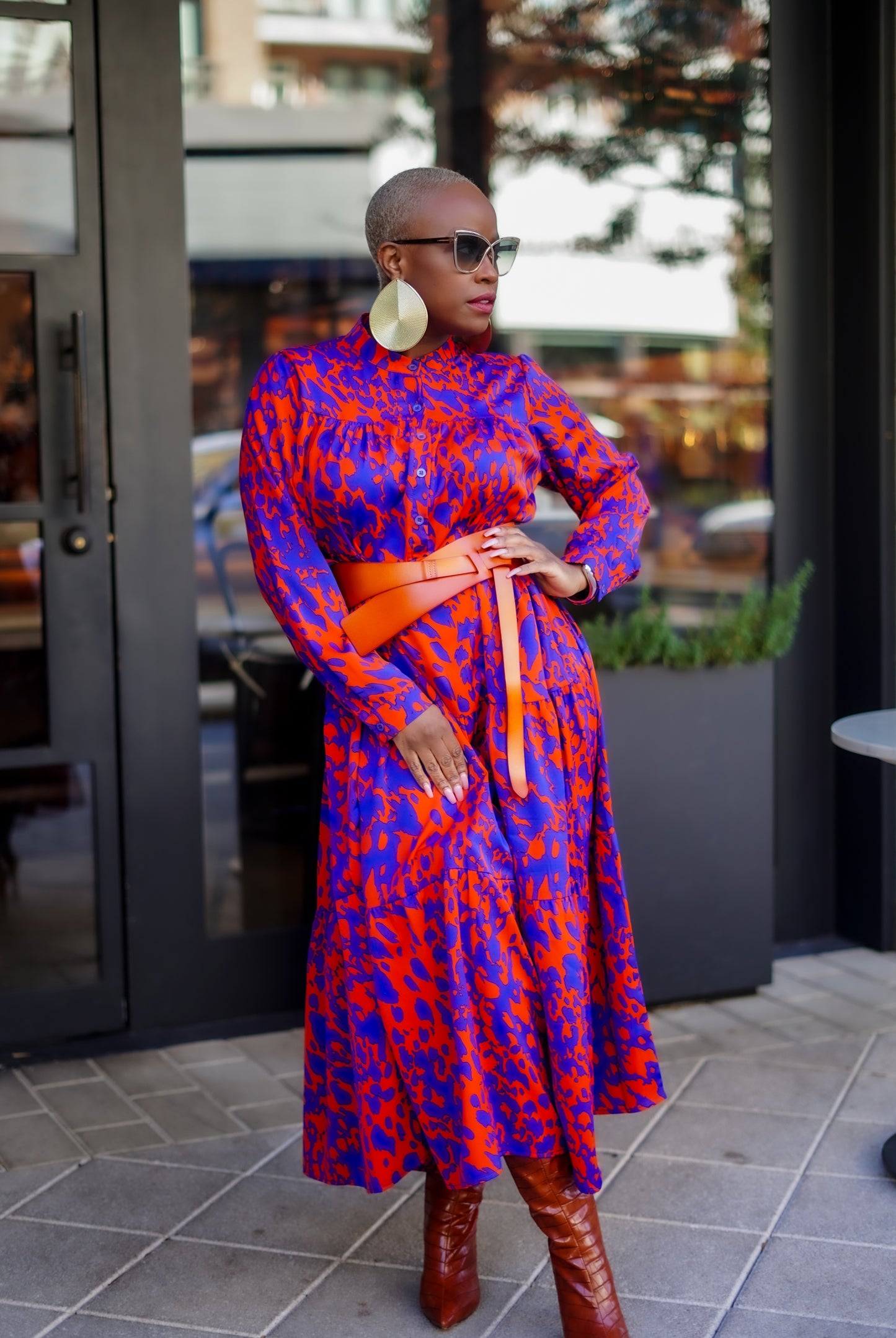 Royal Blue & Orange Animal Print Dress—Will Ship The Week Of 9/2/25