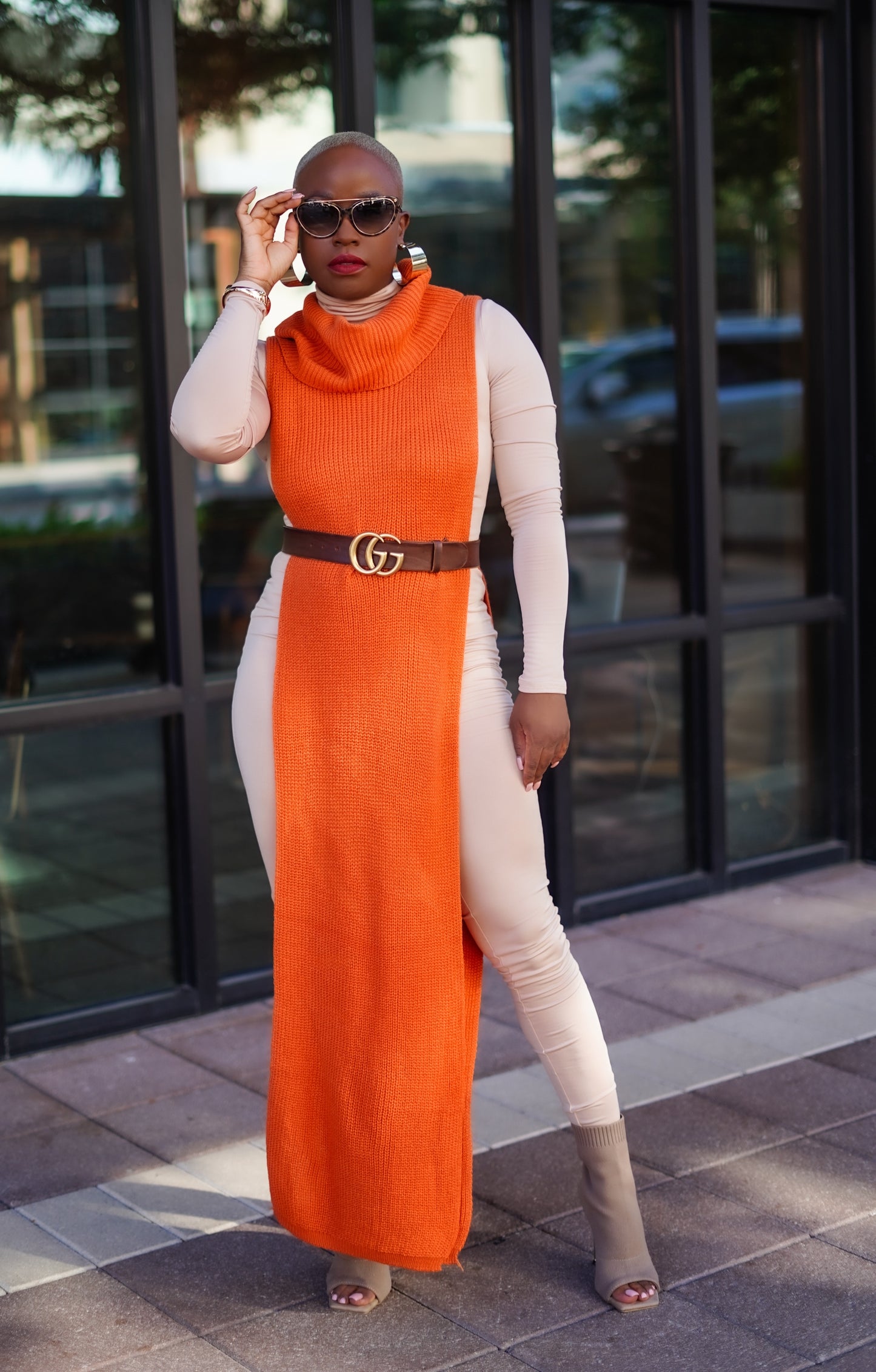 Let's Get Layered Open Sided Sweater (Burnt Orange)--Will Ship The Week Of 5/19/25