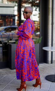 Royal Blue & Orange Animal Print Dress