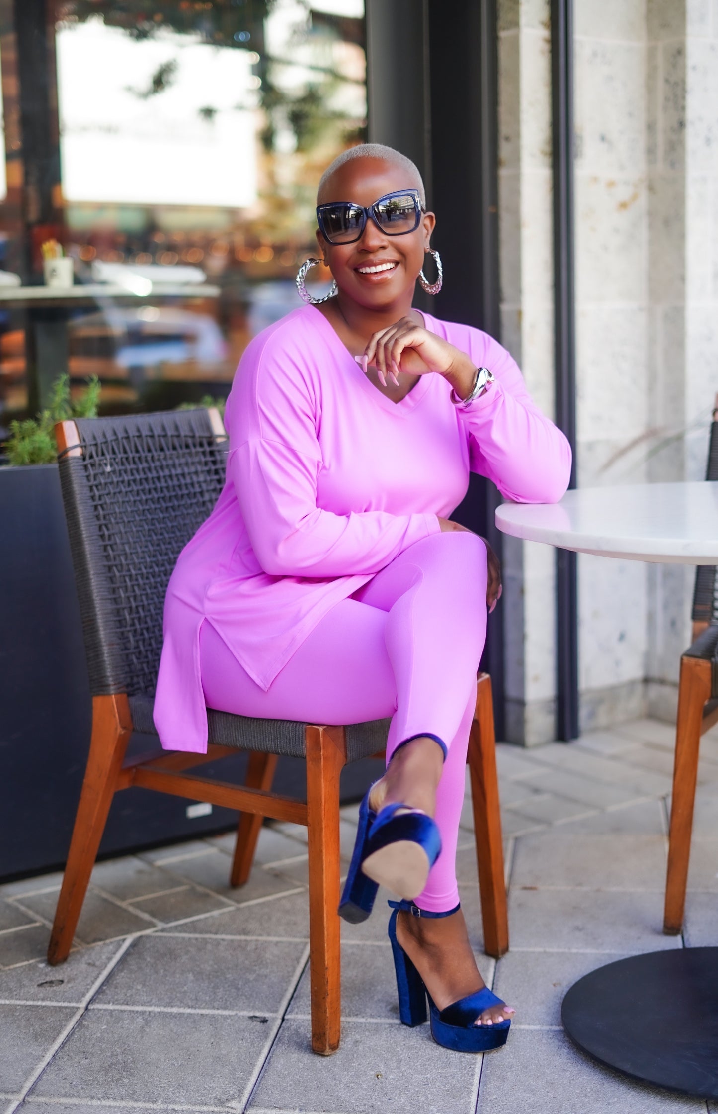 Long Sleeve Matching Leggings Set (Bright Mauve)