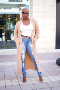 Sunny Autumn Long Sleeve Cardigan (Khaki Brown)--Will Ship The Week Of 12/11/23