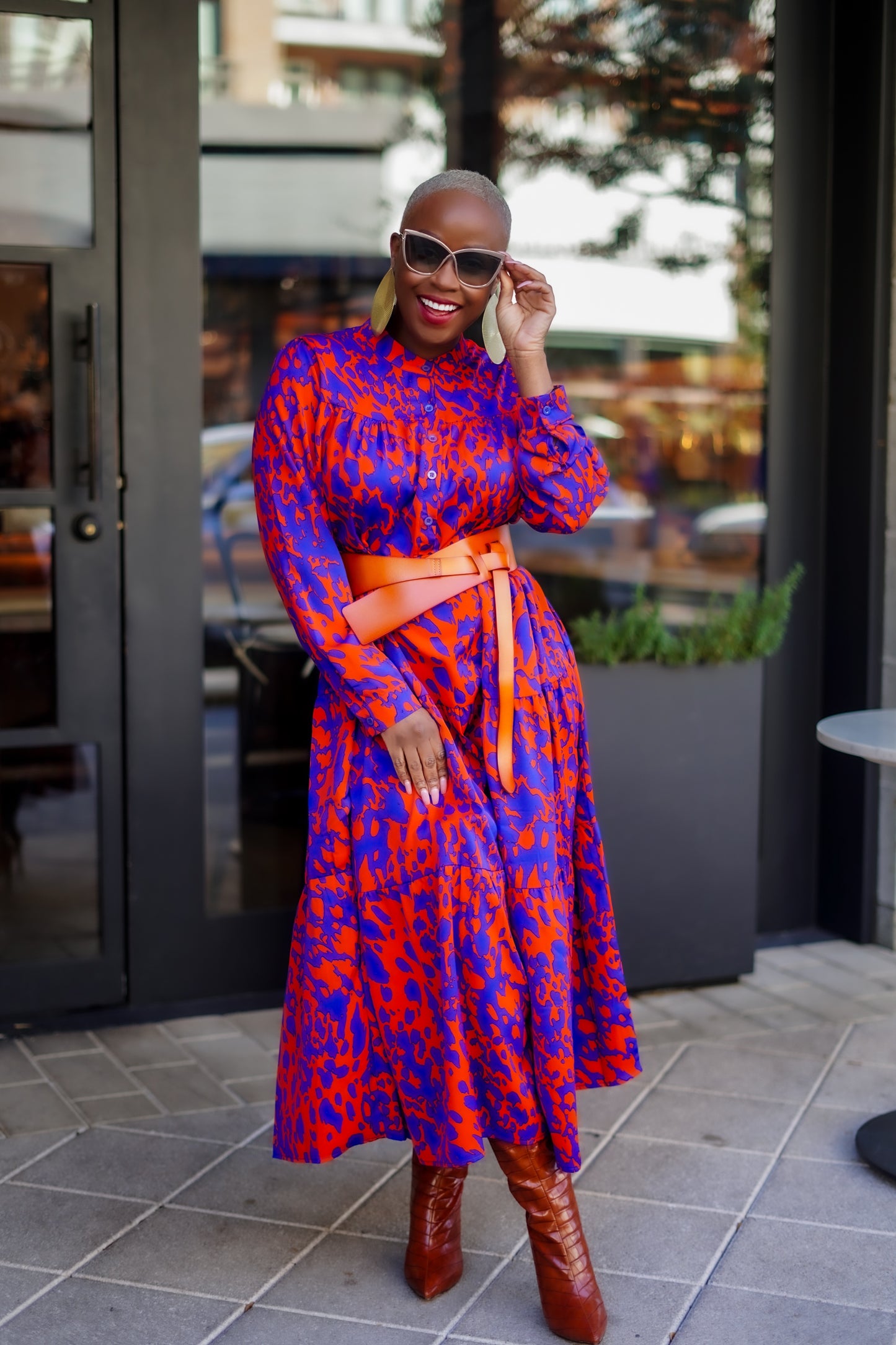 Royal Blue & Orange Animal Print Dress—Will Ship The Week Of 9/2/25