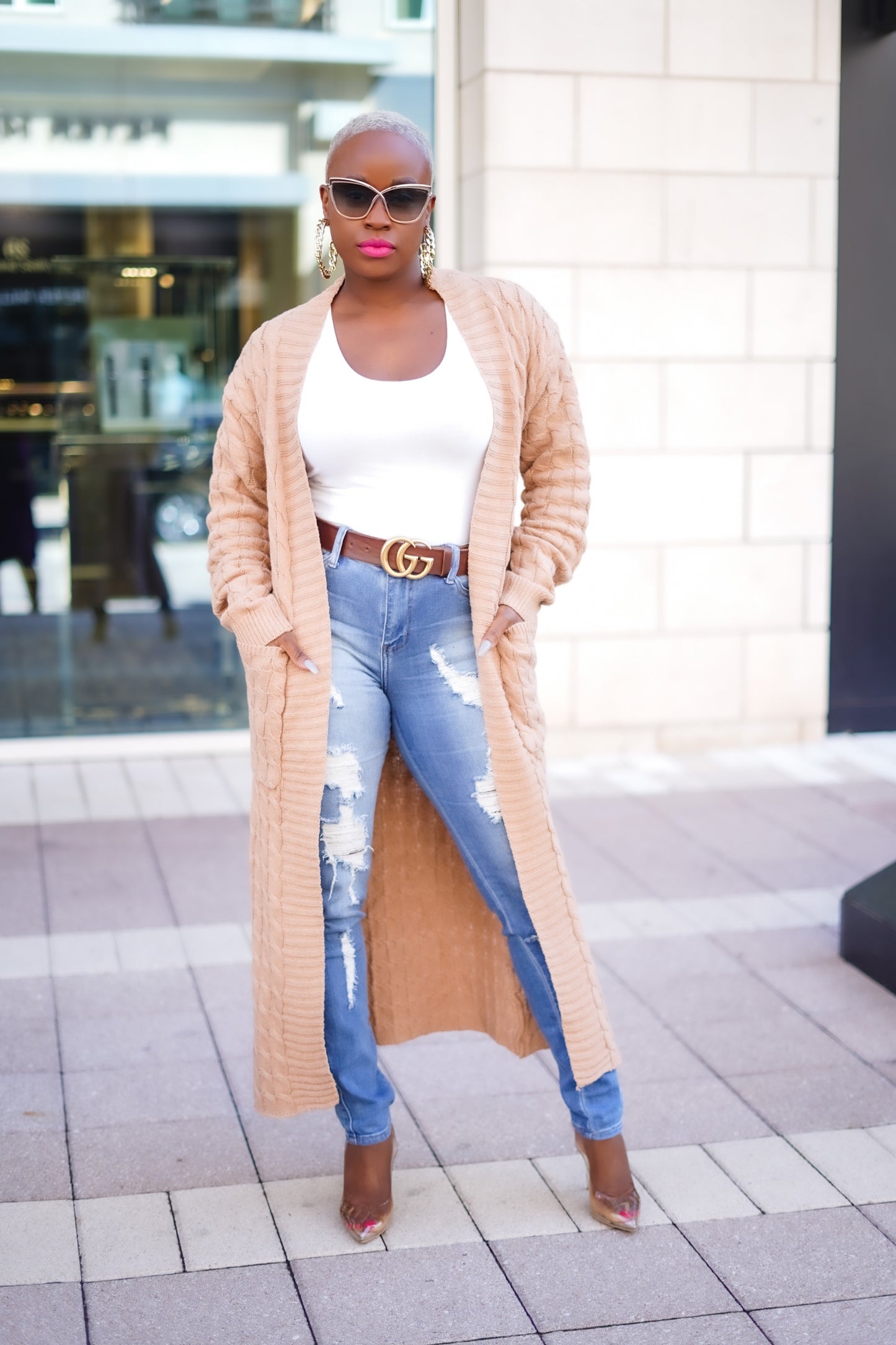 PLUS SIZE—Sunny Autumn Long Sleeve Cardigan (Khaki Brown)--Will Ship The Week Of 5/19/25