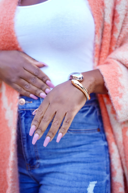 Silver/Gold Small Bangle Bracelet—Will Ship The Week Of 9/2/25