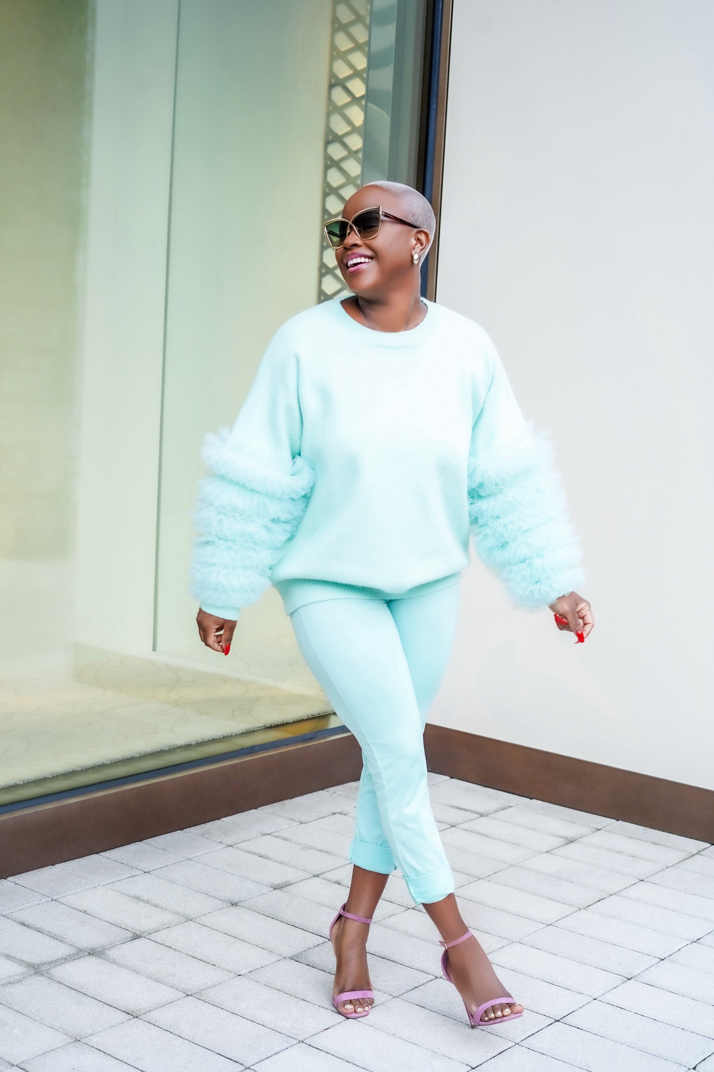 Puff Petals Mint Green Sweater-Will Ship The Week Of 5/27/24