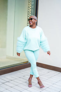 Puff Petals Mint Green Sweater-Will Ship The Week Of 5/13/24