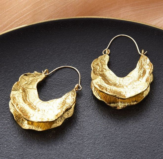 Hammered Gold Moon Shaped Earrings--Will Ship The Week Of 9/2/25