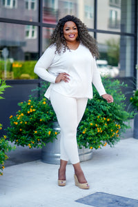 PLUS SIZE--I'm So Classy Winter White Matching Set (TOP ONLY)