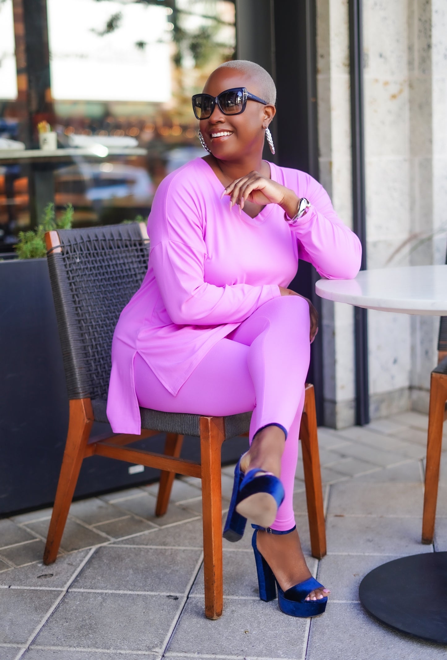 Long Sleeve Matching Leggings Set (Bright Mauve)