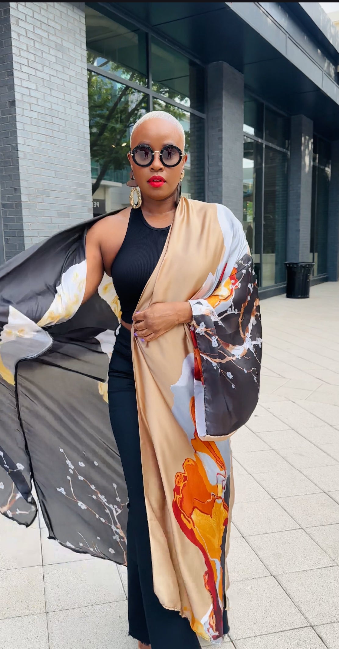 Floral Tan & Black Kimono--Will Ship The Week Of 5/19/25