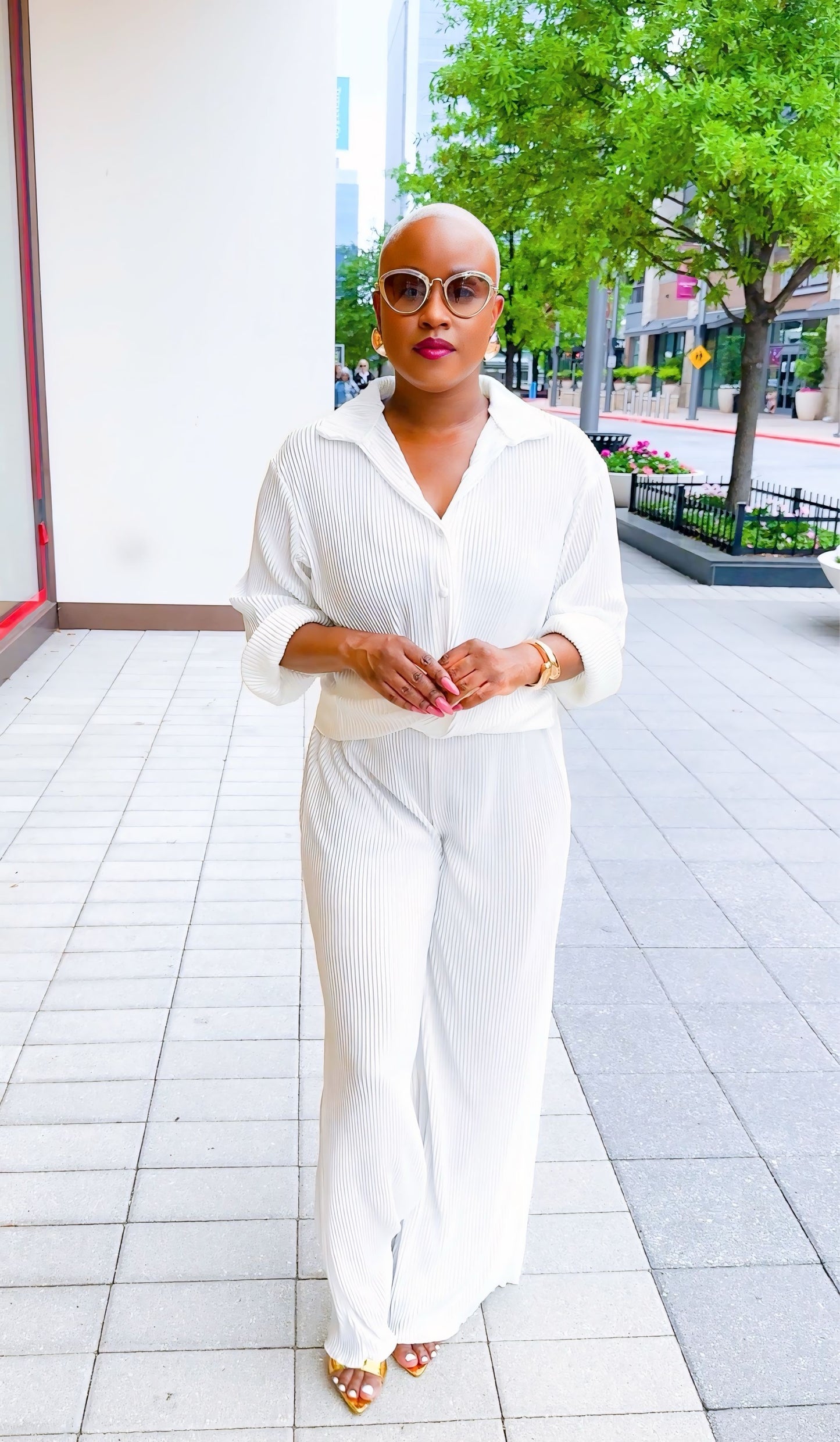 Weekend Vibes Wide Legged Pants Set (Petal White)—Will Ship The Week Of 6/22/26