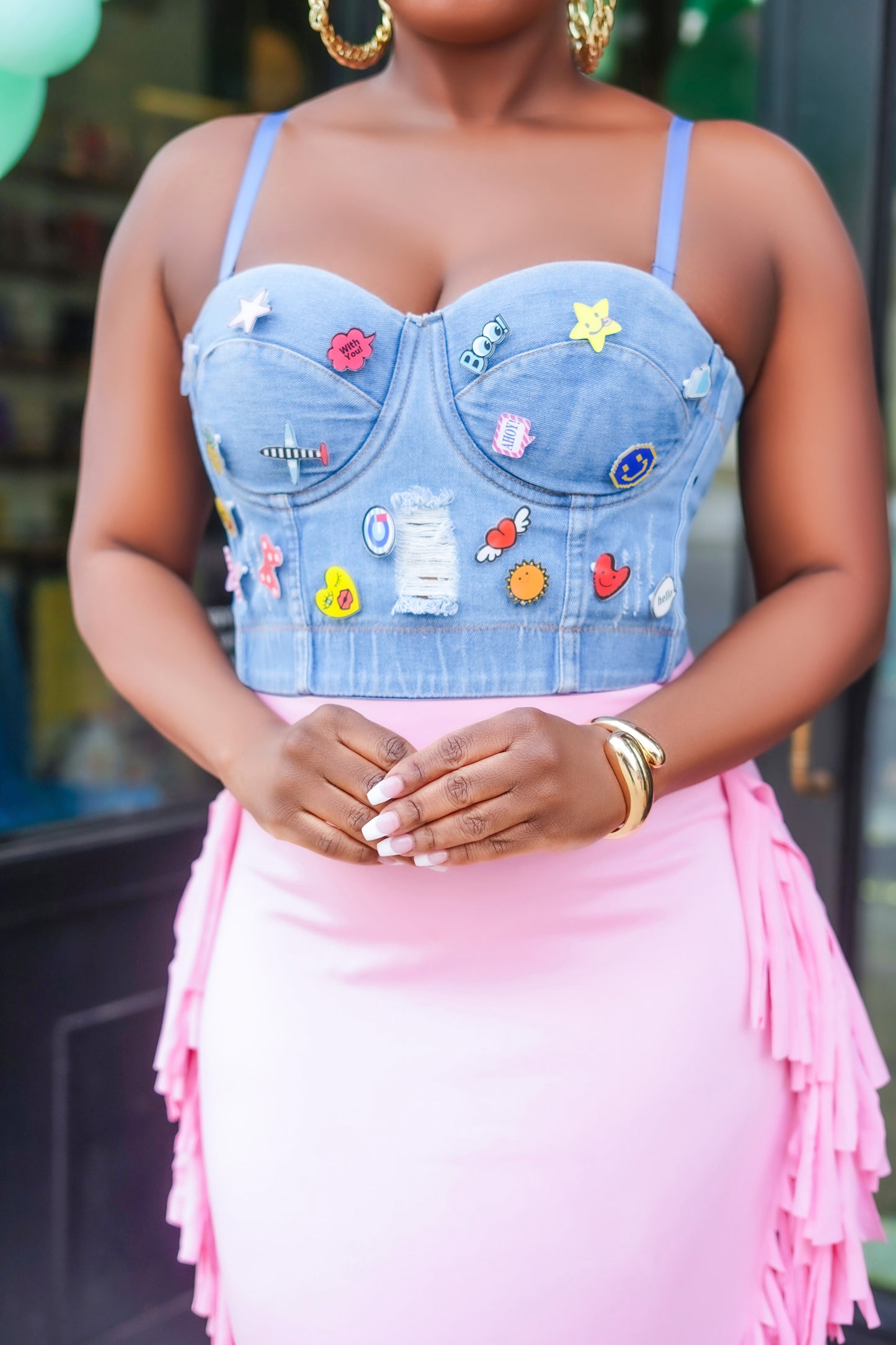 Cartoon Denim Bustier—Will Ship The Week Of 9/2/25