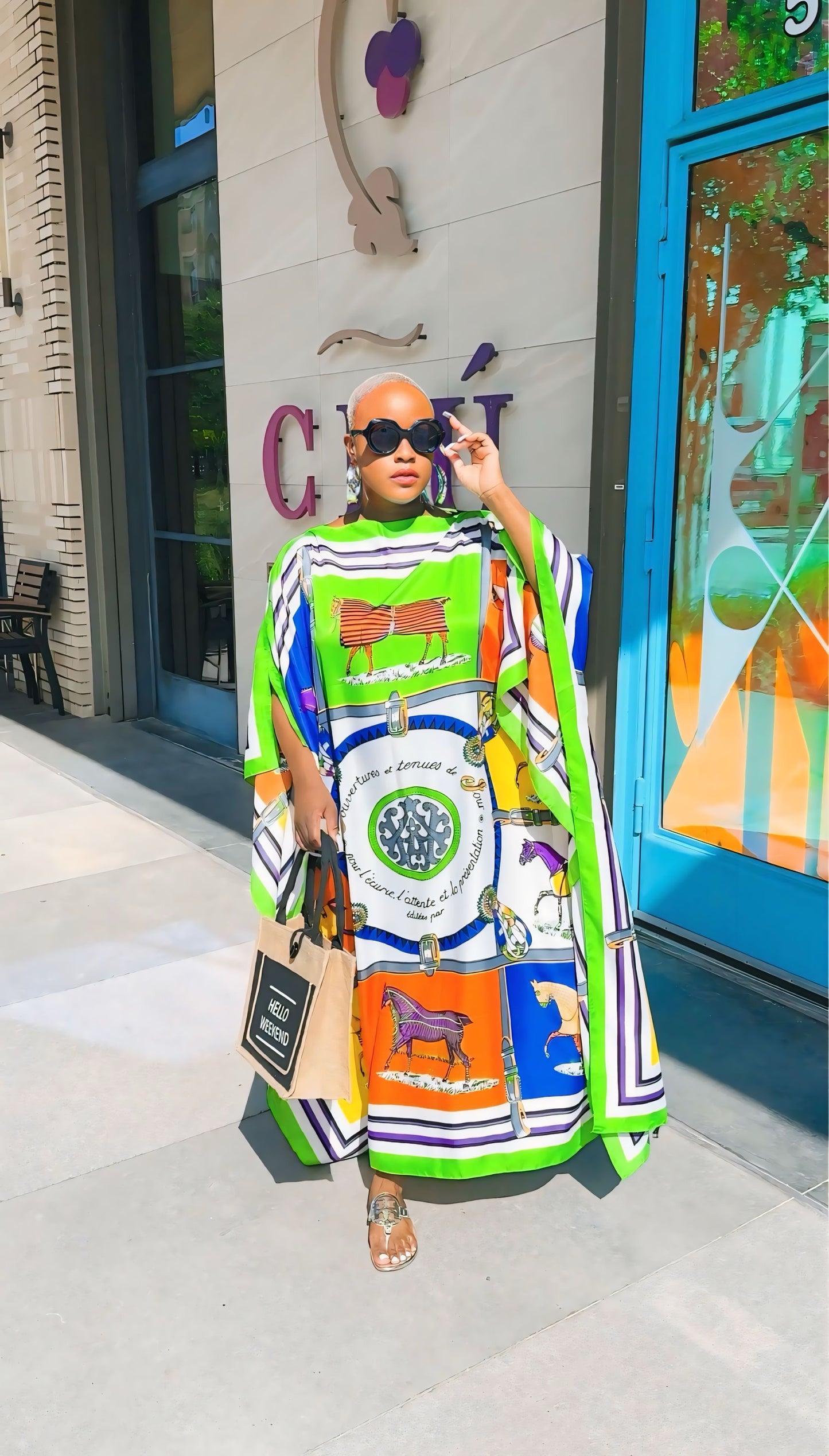 Summer Beach Kaftan (Green/Blue Print)—Will Ship The Week Of  7/20/26