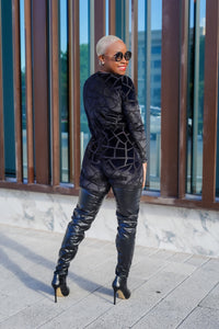 PLUS SIZE—Black Sophistication Semi-Sheer Bodysuit—Will Ship The Week Of  12/11/23