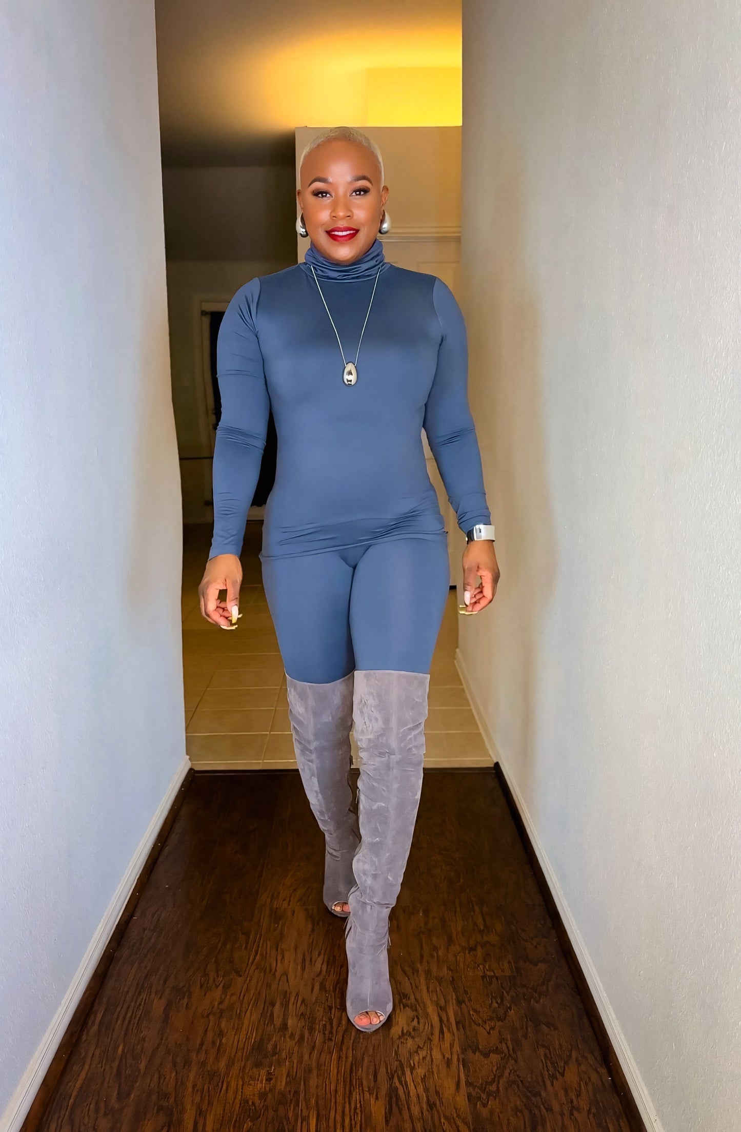 Glamorous Girl Matching Set (Slate Gray)