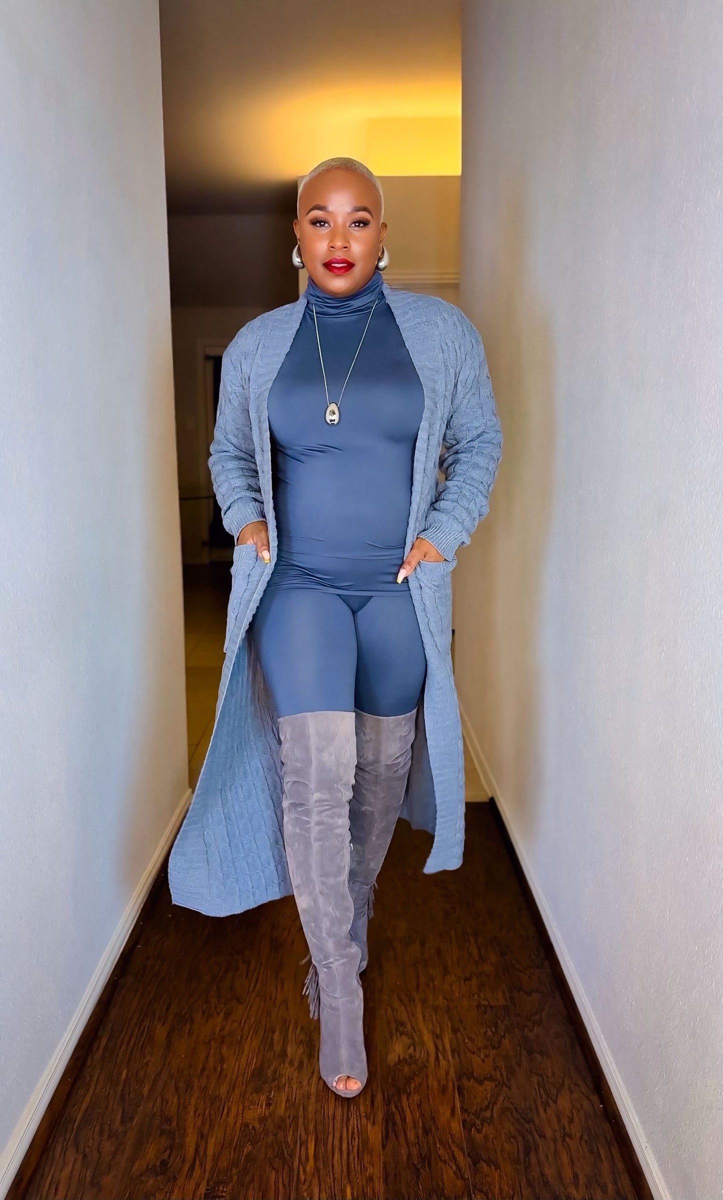 Glamorous Girl Matching Set (Slate Gray)