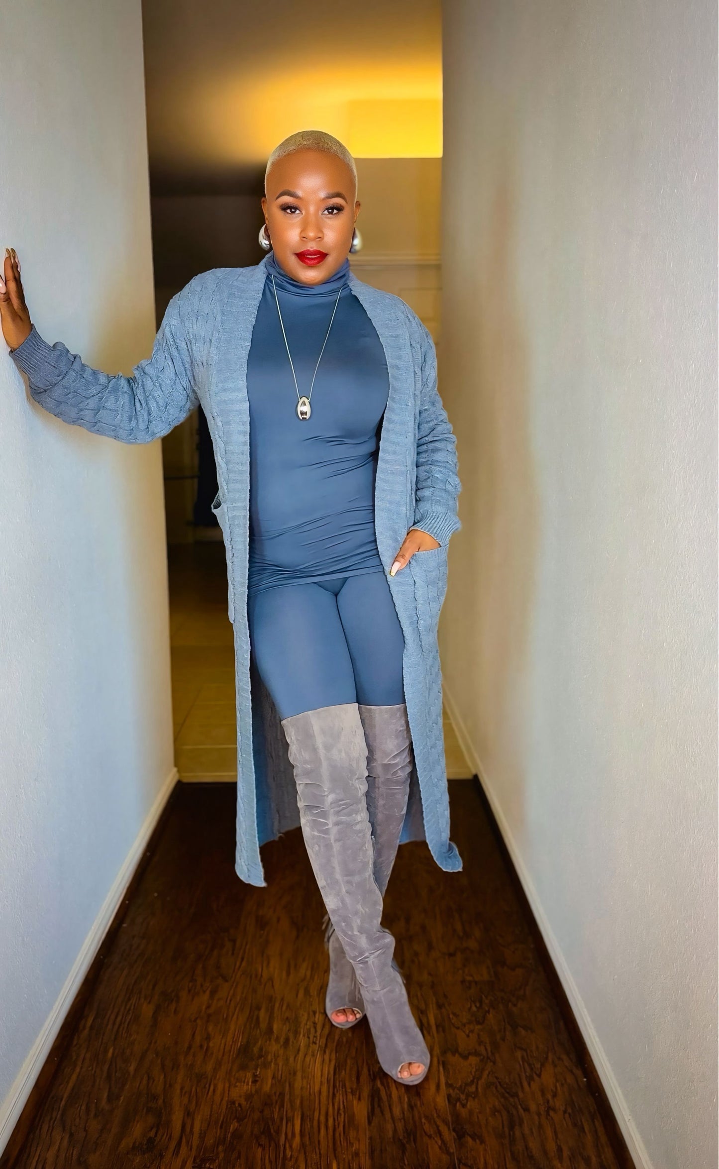 Glamorous Girl Matching Set (Slate Gray)