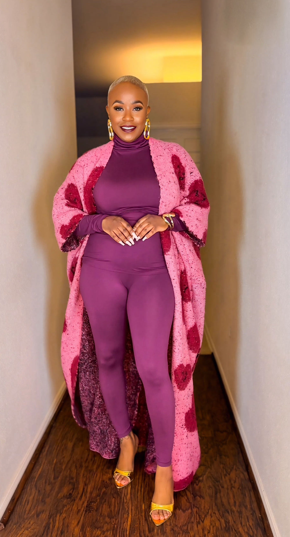 Oversized Open Front Poncho Sweater (Berry Love 💕 )—Will Ship The Week Of  1/19/26