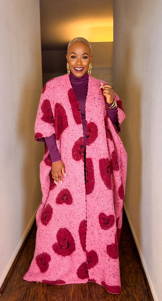 Oversized Open Front Poncho Sweater (Berry Love 💕 )—Will Ship The Week Of  1/19/26