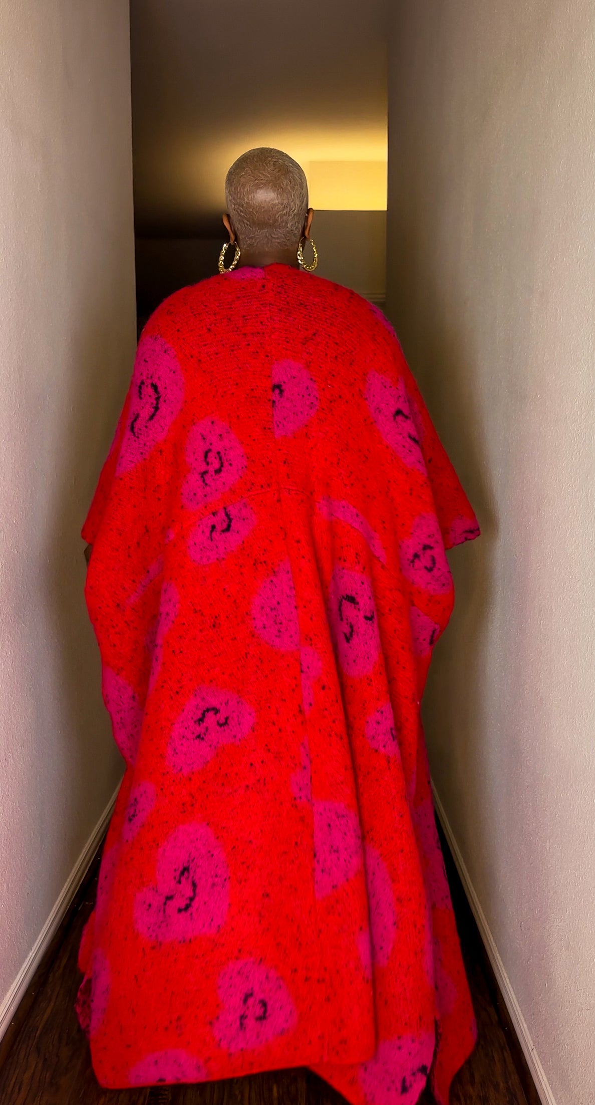 Oversized Open Front Poncho Sweater (Crimson Kiss)—Will Ship The Week Of 1/19/26