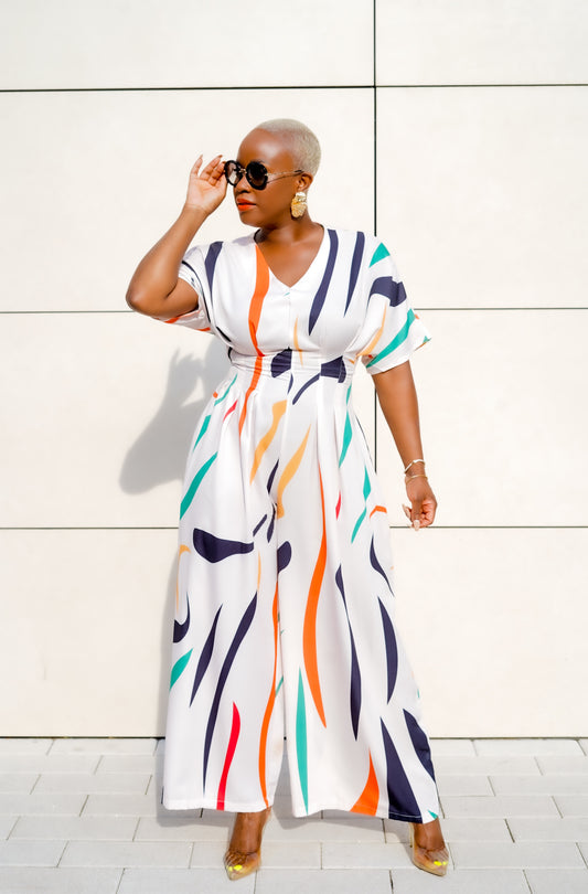 Wide Legged Abstract Print Jumpsuit—Will Ship The Week Of 5/19/25