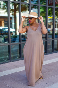 PLUS SIZE--Beachside Resort Maxi Dress (Latte)—Will Ship The Week Of 9/25/23