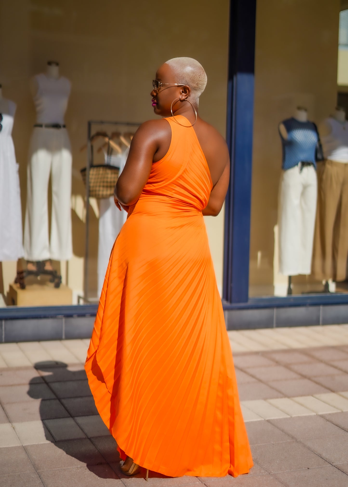 Isn't She Lovely Pleated Dress (Bright Orange)--Will Ship The Week Of 5/19/25