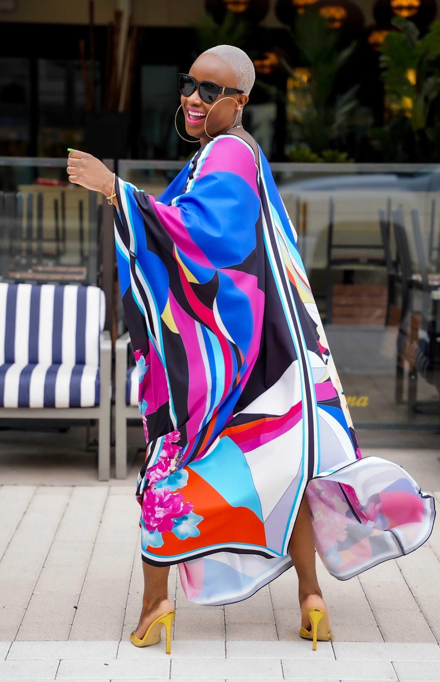 Hello Darling Colorful Abstract Kaftan (Floral Black)