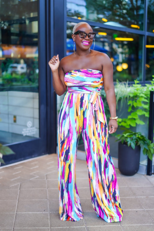 PLUS SIZE--Summer Vacay Strapless Jumpsuit--Will Ship The Week Of 9/2/25