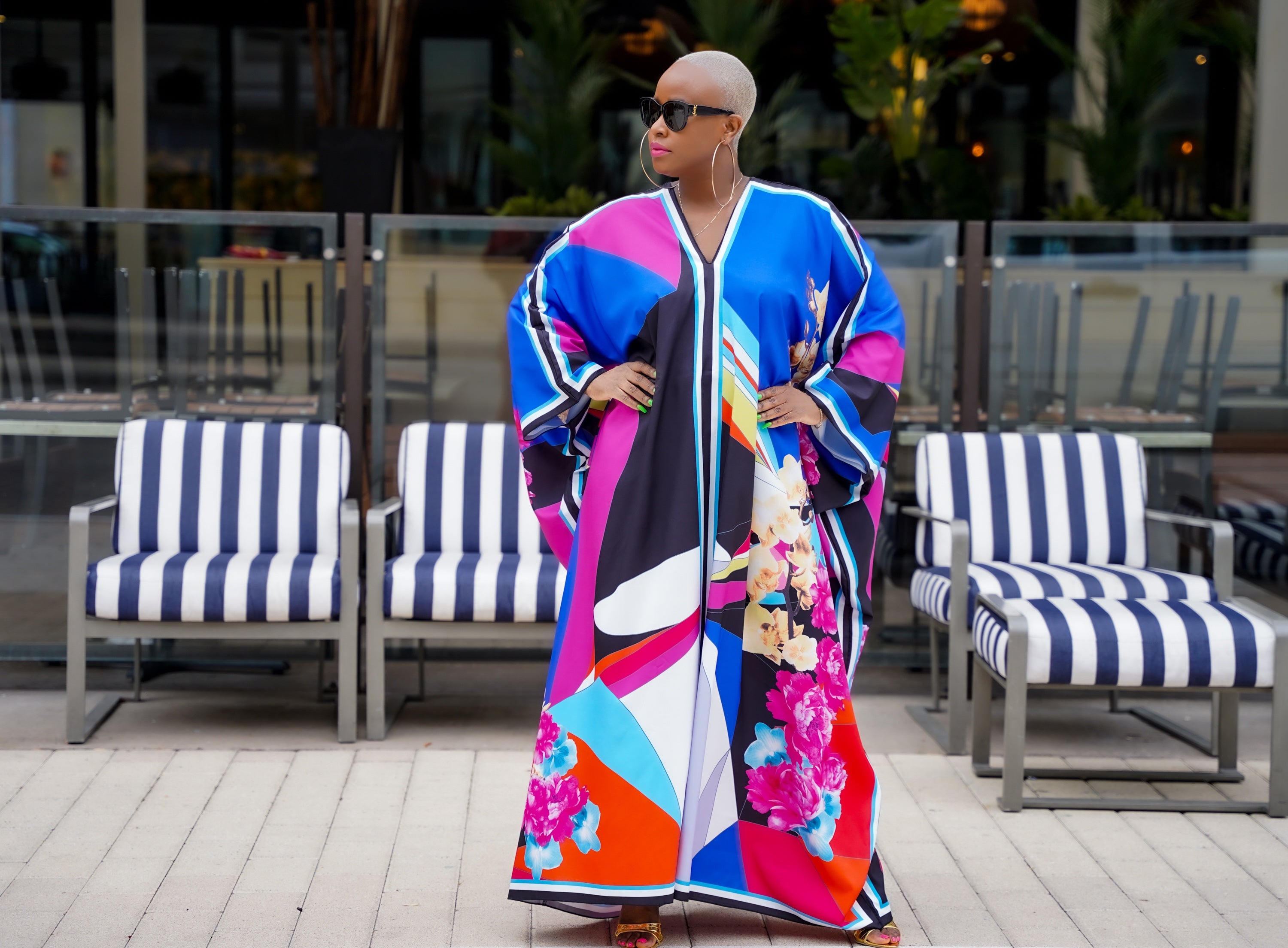 Hello Darling Colorful Abstract Kaftan (Floral Black)—Will Ship The Week Of 3/13/24