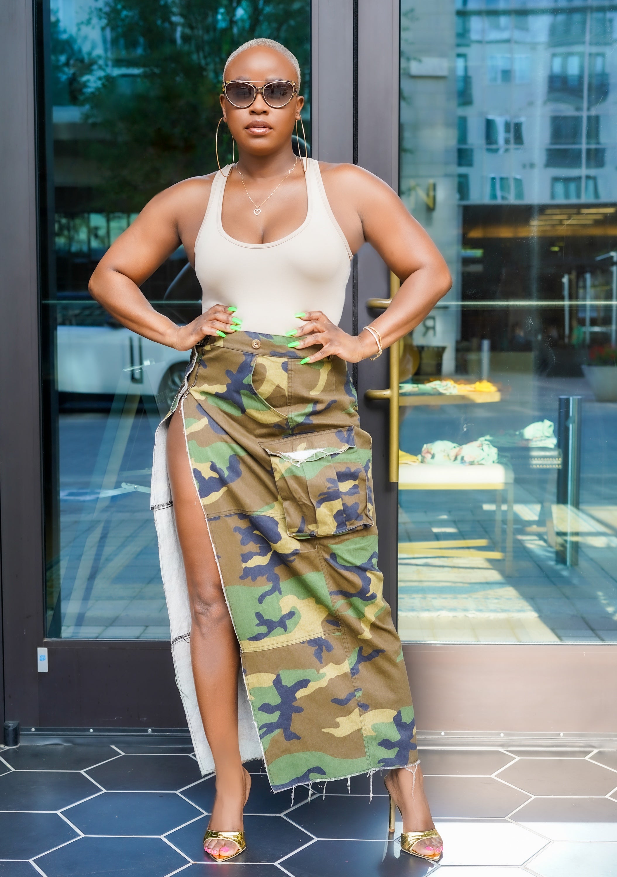 PLUS SIZE—Cute In Camouflage Sexy High Split Skirt—Will Ship The Week Of 6/3/24
