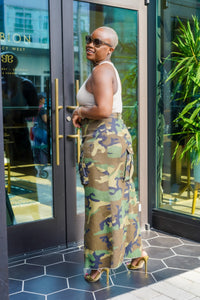 PLUS SIZE—Cute In Camouflage Sexy High Split Skirt—Will Ship The Week Of 6/26/23