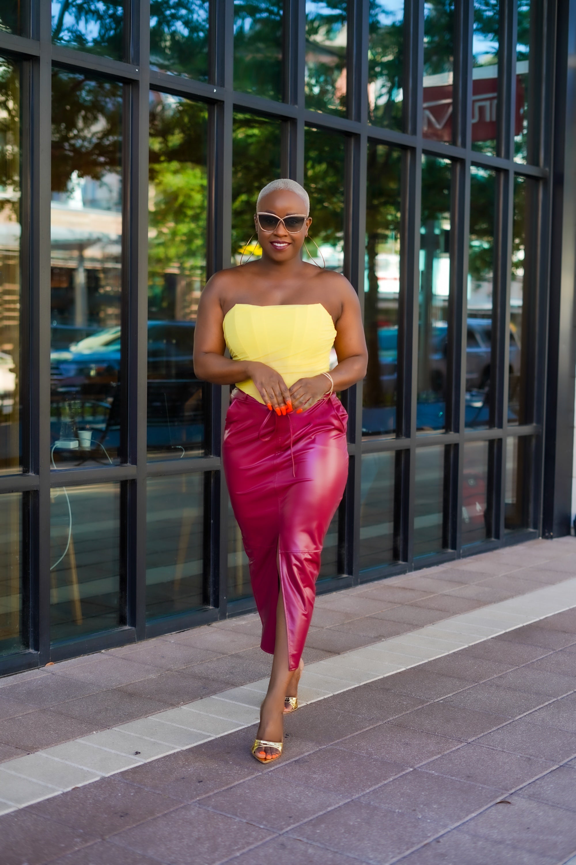 High Waisted Faux Leather Skirt--Will Ship The Week Of 10/2/23