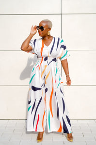 PLUS SIZE—Wide Legged Abstract Print Jumpsuit—Will Ship The Week Of 6/3/24