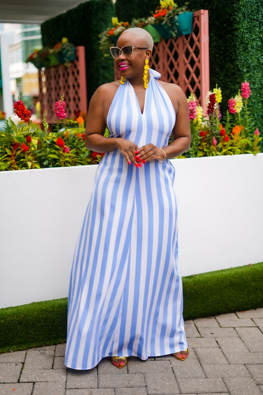 Elegant Striped Maxi Dress