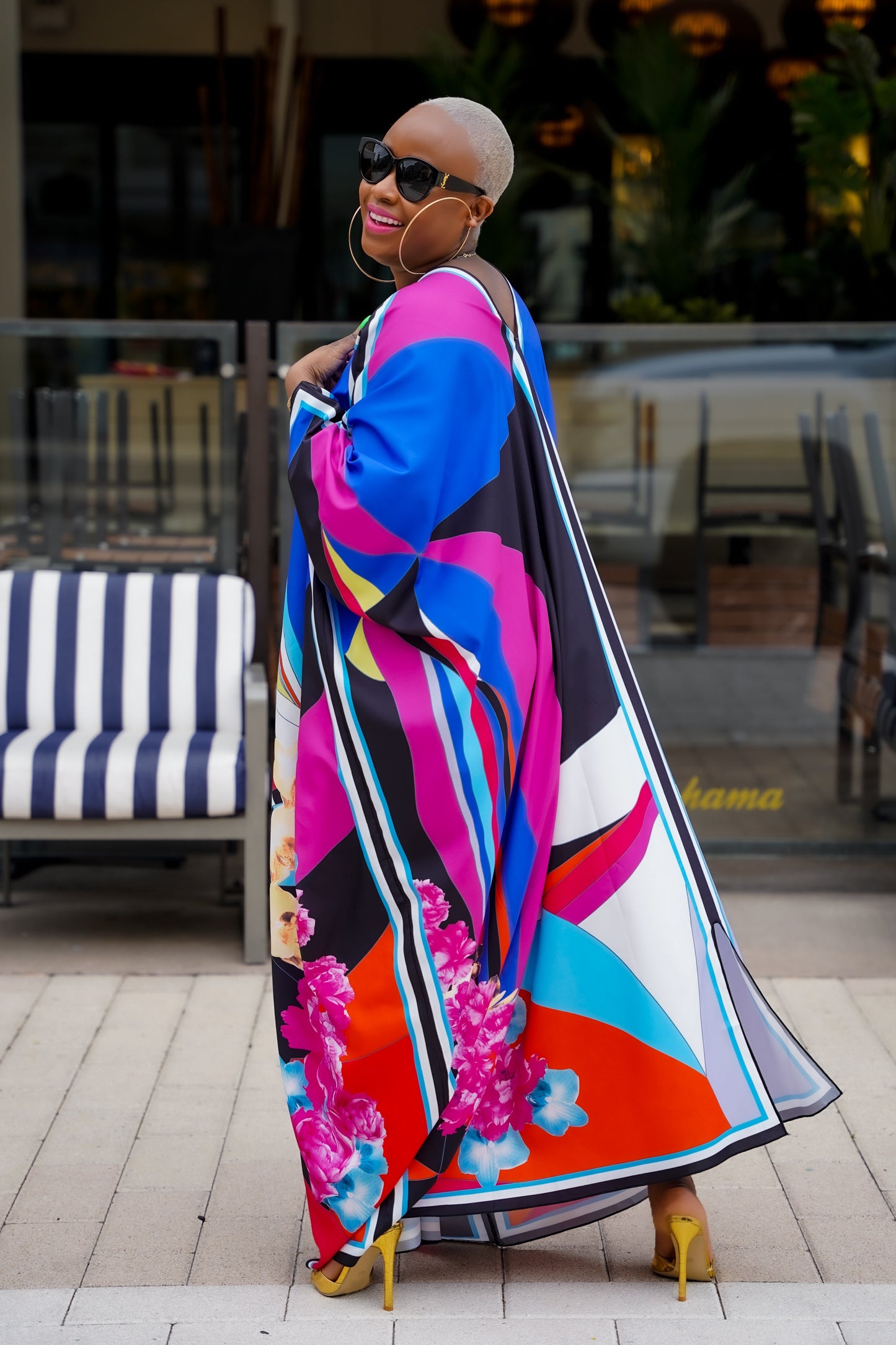 Hello Darling Colorful Abstract Kaftan (Floral Black)