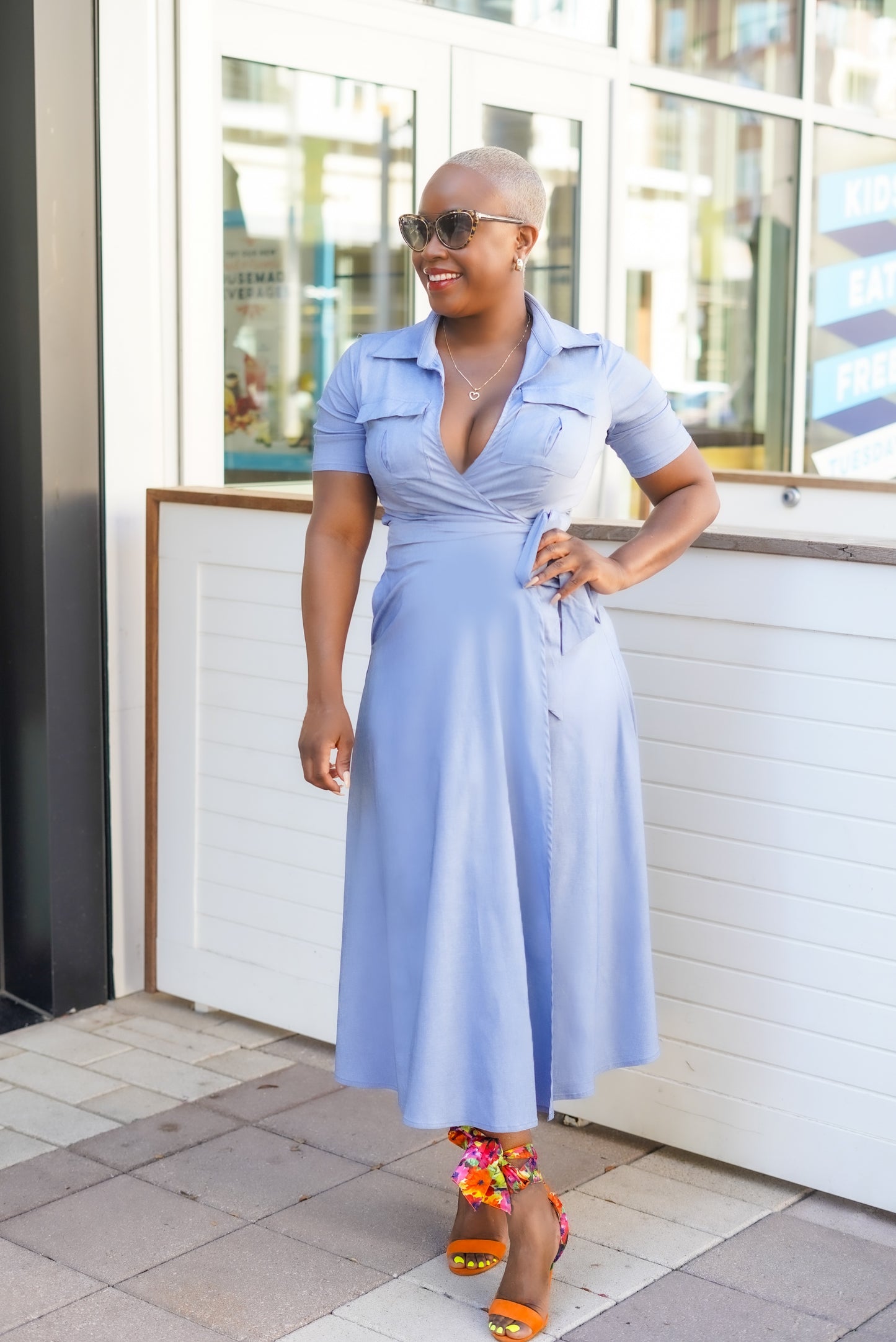 Denim Wrap Shirt Dress