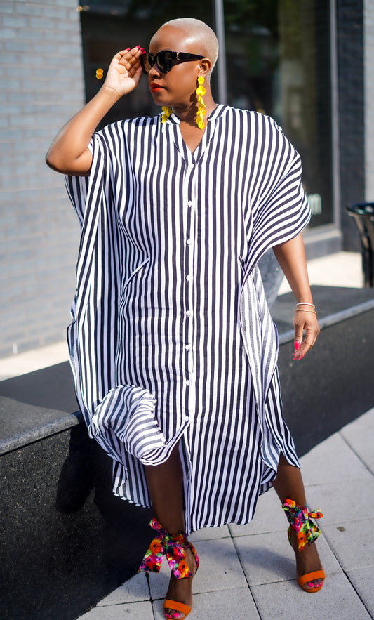Striped Button Down Vacation Dress