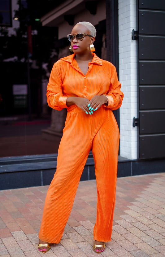 Weekend Vibes Wide Legged Pants Set (Tangerine)—Will Ship The Week Of 5/19/25