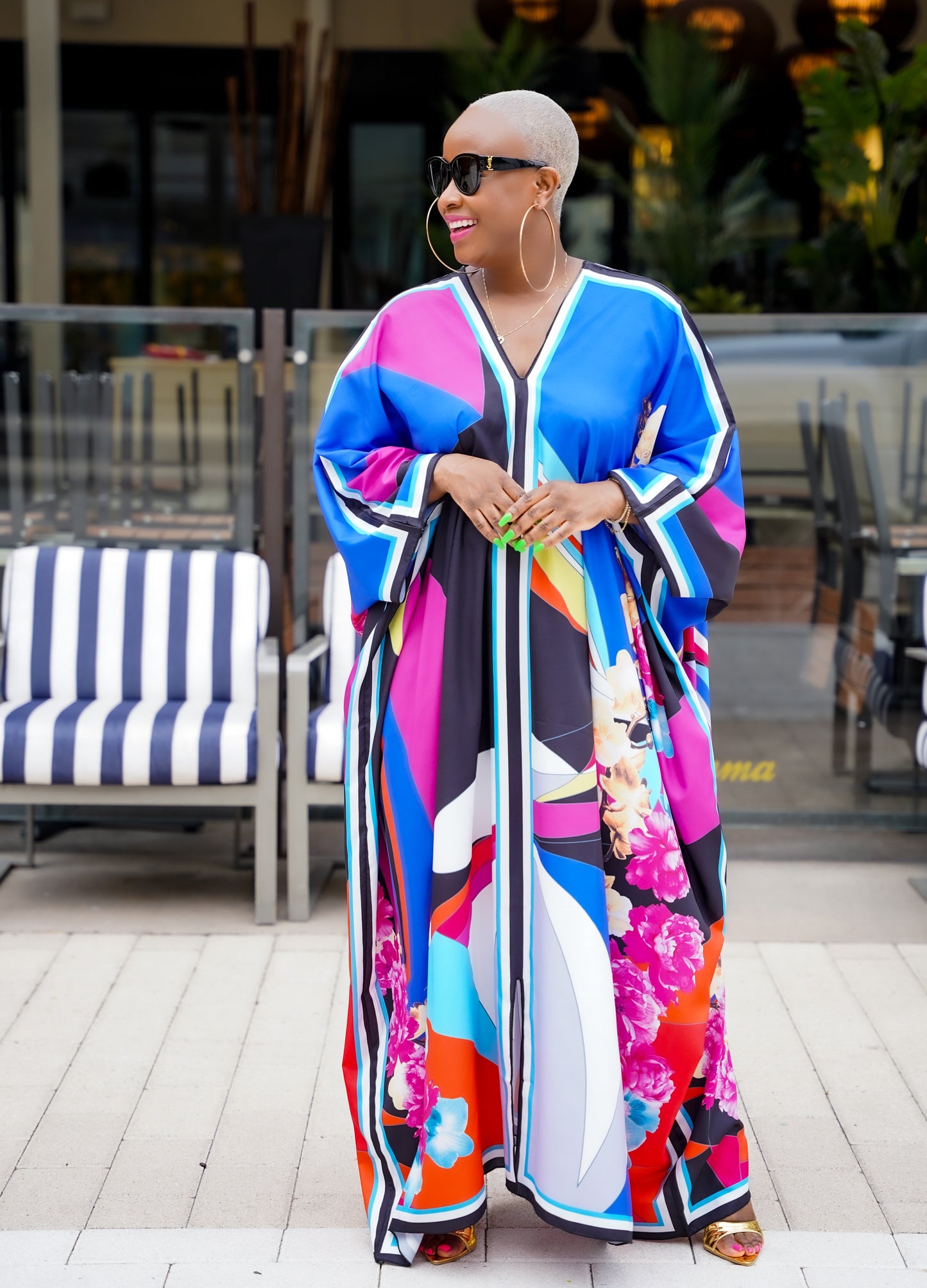 Hello Darling Colorful Abstract Kaftan (Floral Black)